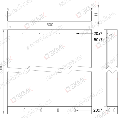 Короб прямой СП 500х80 толщина 0,7 мм длина 2м оцинкованный - рисунок 2