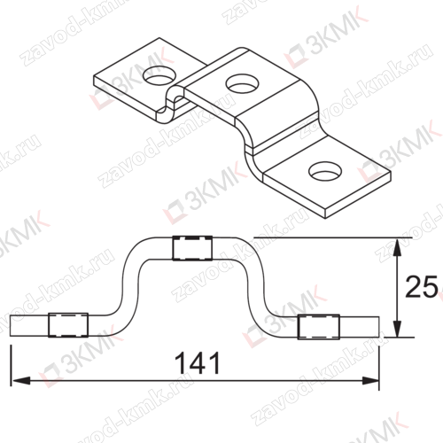MSP 227 Прямоугольная скоба для профиля MS 4121 без покрытия - рисунок 2
