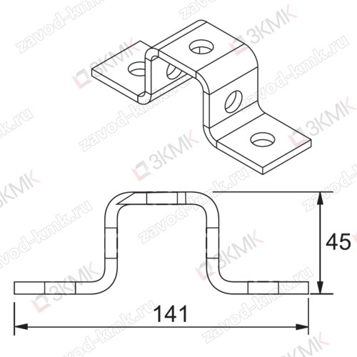 MSP 228 Прямоугольная скоба для профиля MS 4141 горячий цинк - рисунок 2