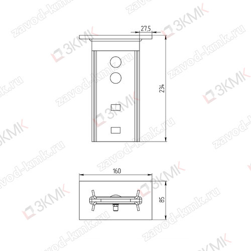 Крепление к потолку поворотное I-профиля 64x120 горячий цинк - рисунок 2