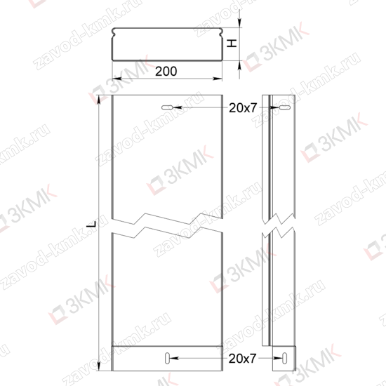 Чертеж короба прямого СП 600х60