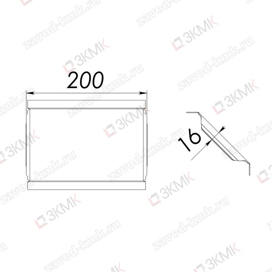 Крышка угла KUVN90.200x50 чертёж