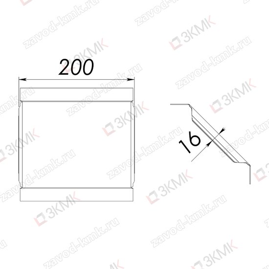 Крышка угла KUVN90.200x80 чертёж