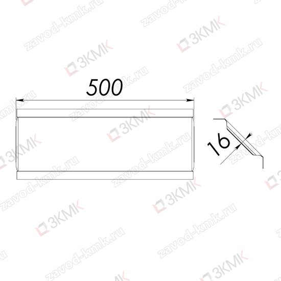 Крышка угла KUVN90.500x80 чертёж