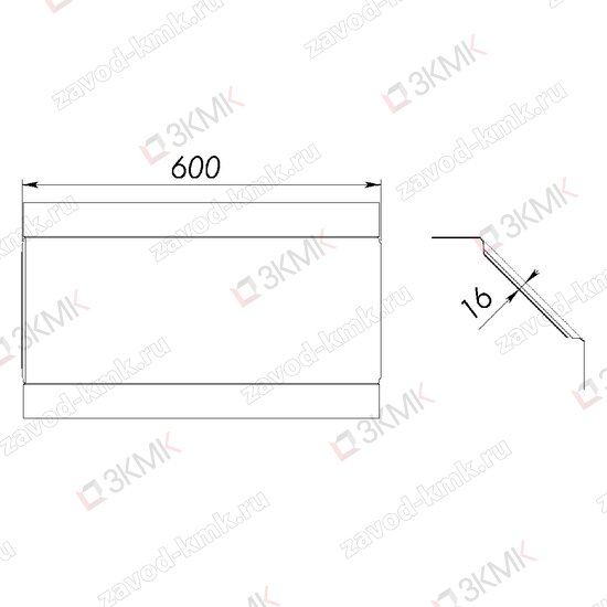 Крышка угла KUVN90.600x200 чертёж