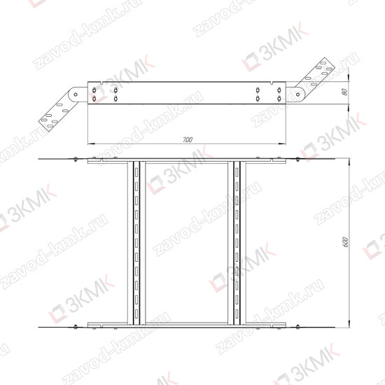 Угол шарнирный SHNL600x80 чертёж