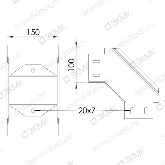 Угол UVN90-150x100 чертёж