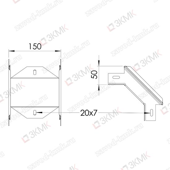 Угол UVN90-150x50 чертёж