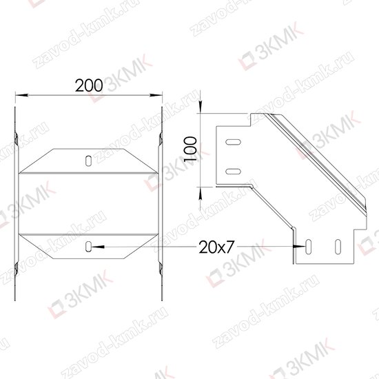 Угол UVN90-200x100 чертёж