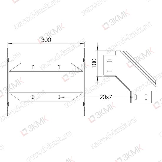 Угол UVN90-300x100 чертёж