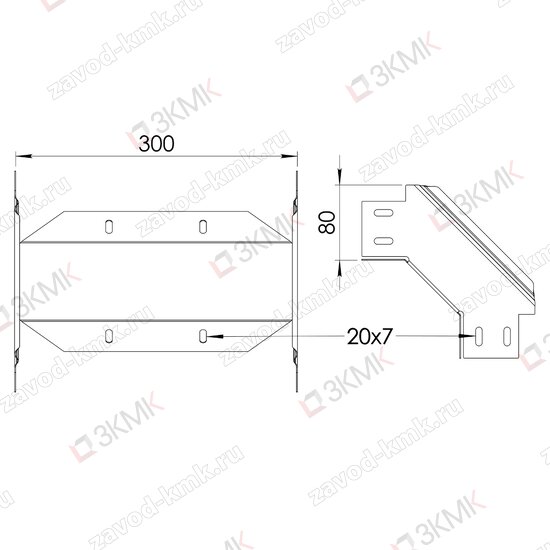 Угол UVN90-300x80 чертёж