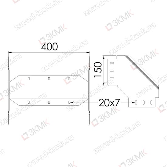 Угол UVN90-400x150 чертёж