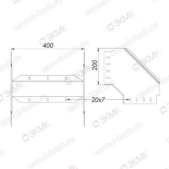 Угол UVN90-400x200 чертёж