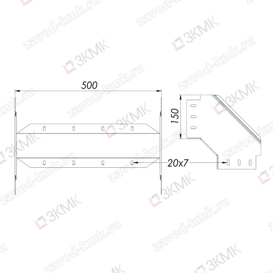 Угол UVN90-500x150 чертёж