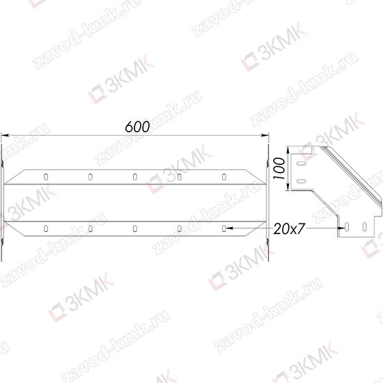 Угол UVN90-600x100 чертёж