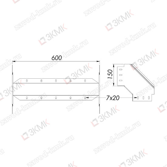 Угол UVN90-600x150 чертёж