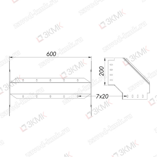 Угол UVN90-600x200 чертёж
