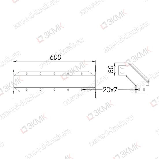 Угол UVN90-600x80 чертёж