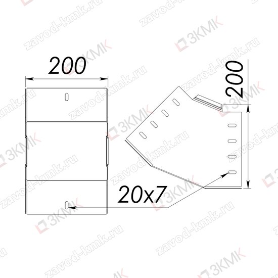 Угол UVV45_200x200 чертёж