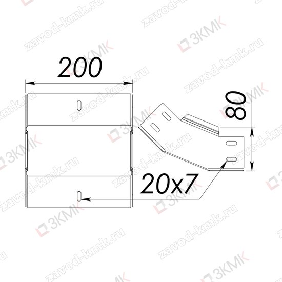 Угол UVV45_200x80 чертёж