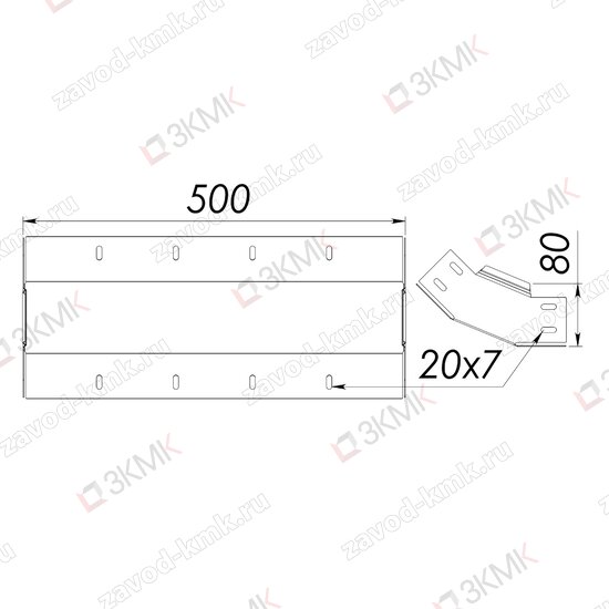 Угол UVV45_500x80 чертёж