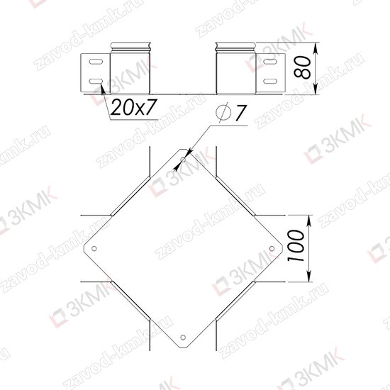 Угол UXG 100X80 чертёж