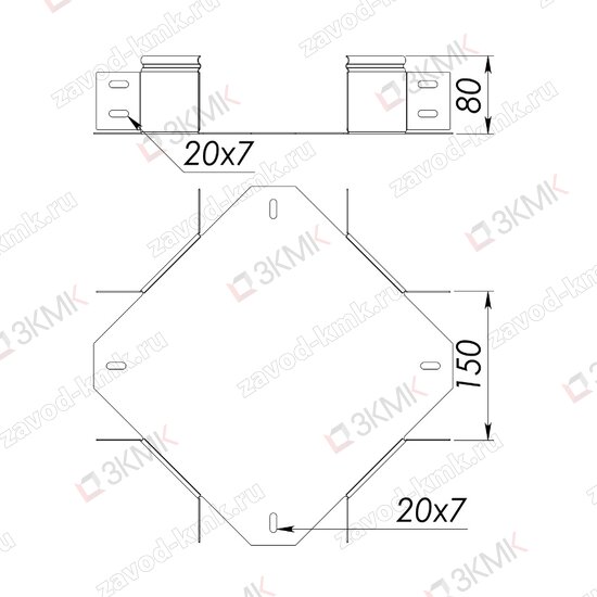 Угол UXG 150X80 чертёж