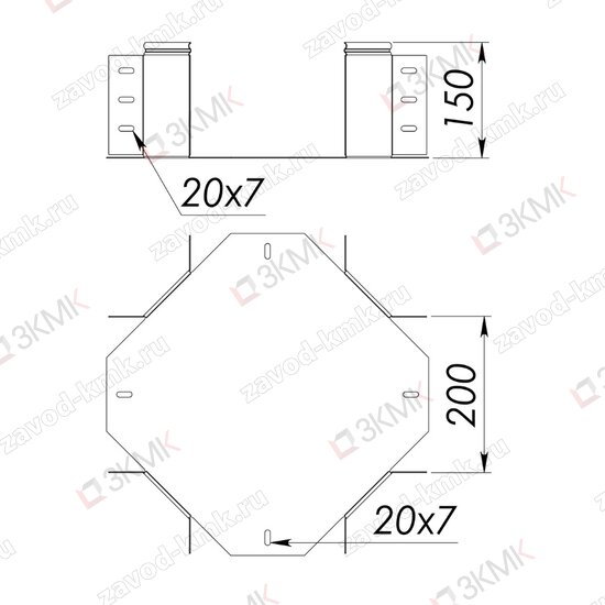 Угол UXG 200X150 чертёж