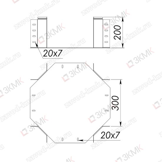 Угол UXG 300X200 чертёж