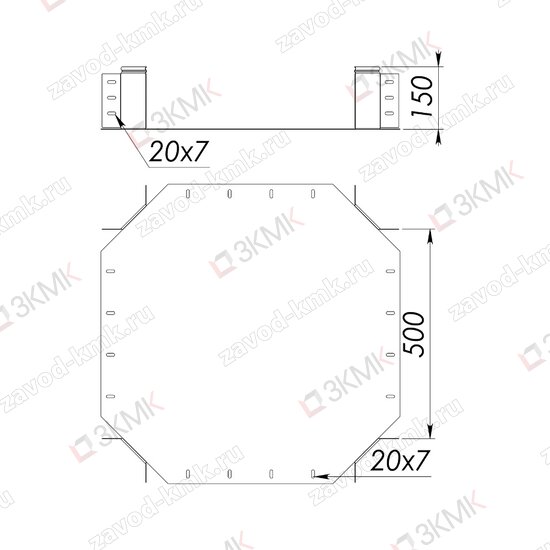 Угол UXG 500X150 чертёж