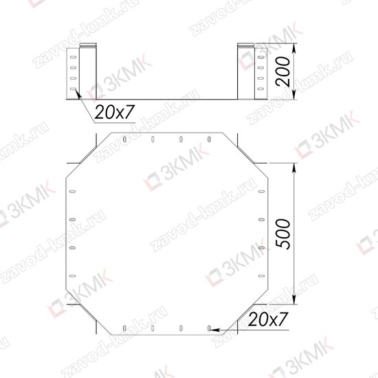 Угол UXG 500X200 чертёж