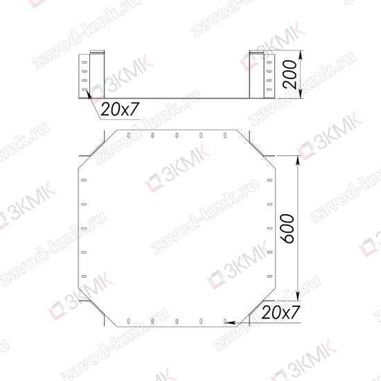 Угол UXG 600X200 чертёж