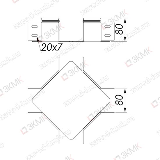 Угол UXG 80X80 чертёж