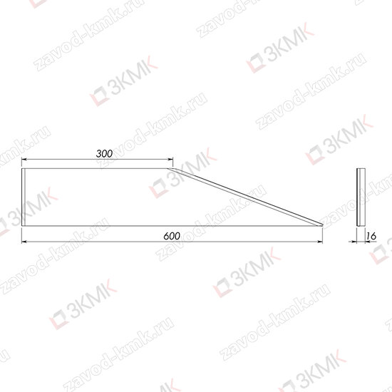 Крышка на преходник левосторонний KPL 600/300 чертёж