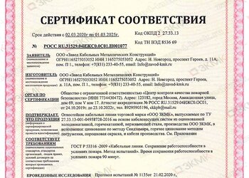 Сертификат ОКЛ (огнестойкая кабельная линия)