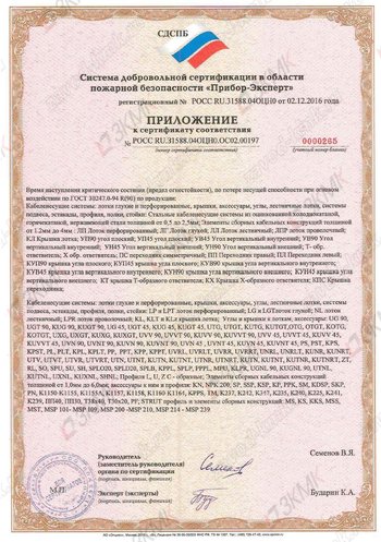 Пожарный сертификат продукции ЗКМК - приложение 1