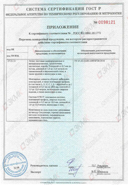 Сертификат соответствия ТУ 27.33.13-001-04958728-2016 (приложение)