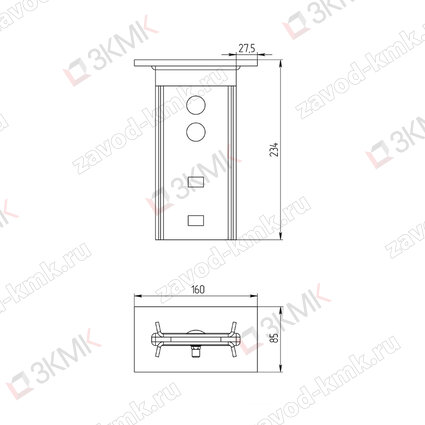 Крепление к потолку поворотное I-профиля 64x120 горячий цинк - рисунок 2